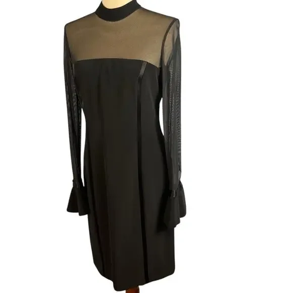 Oleg Cassini Black Tie Vintage Special Occasion Dress Long Sleeve Black Size 8 - Picture 4 of 7